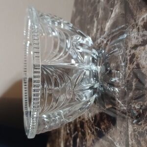 Vintage KIG Indonesia Clear Cut Glass Scalloped Rim Bowl